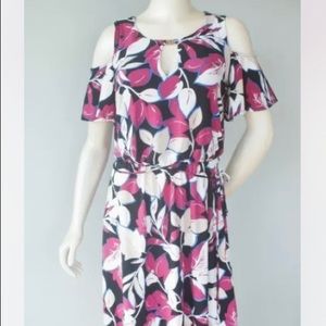 Roz & Ali Dressbarn Floral Cold Shoulder Dress
